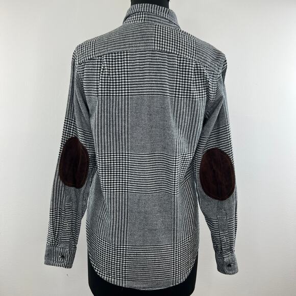 J. Crew Gray Houndstooth Long Sleeve Button-Down Elbow Patch Shirt Size XS - Picture 5 of 9